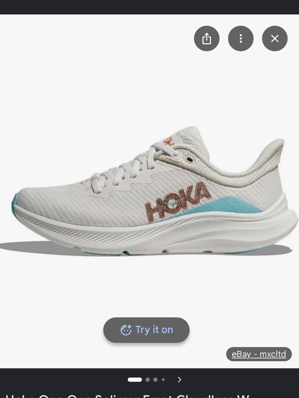 Hoka One One Women's Solimar Running Shoe - White with Aqua and Rose-Gold